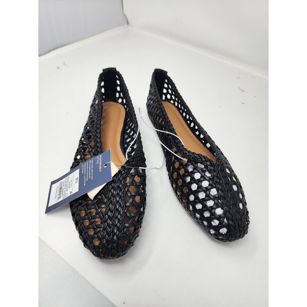 Universal Thread Womens Woven Pointed Toe Flats Black Synthetic Casual Size 6.5